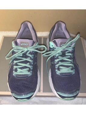 🦋🎯 Asics Duomax Running Shoes Purple & Green Sneakers GT-1000 Women Size 8